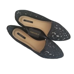 NWT Black Lace Flats